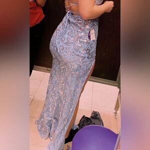 Elegant Blue Sequin Dress